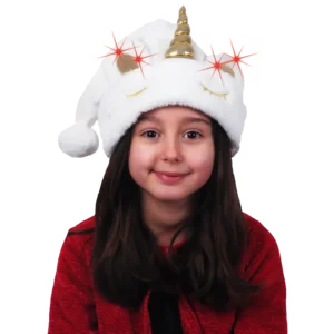 bonnet blanc licorne lumineux de la marque NOEL EN FOLIE. Réf. NEDD303L.